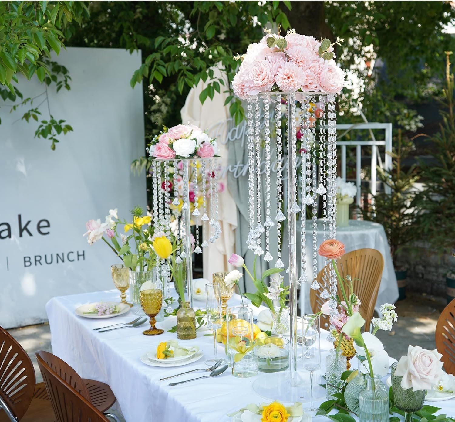 Wedding Centerpieces Decoration Flower Vase, Elegant Acrylic Crystal Stand -2 Pcs 23.6inch High Party Tables Decorations, Dining Table Chandelier Centerpiece Stands - Image 9