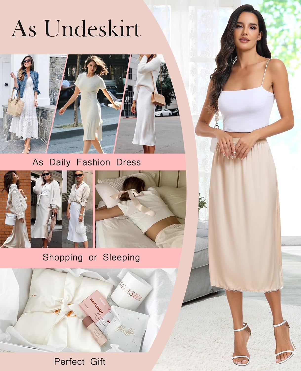 Vlazom Women's Satin Half Slip for Under Dress Long Underskirt Soft Under Slips for Women Under Dresses Size S-XXL - Image 5