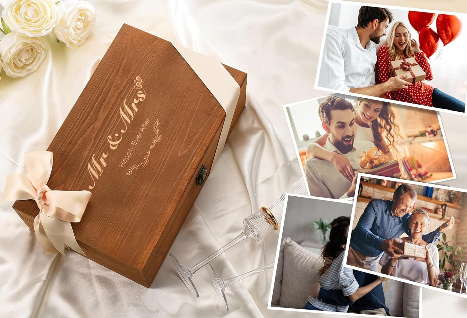 Wedding Champagne Flutes Set of 6, Cake Knife and Server Set with Mr and Mrs Forks, Cake Cutting Set for Wedding Anniversary, Bridal Shower, Engagement Gifts for Bride and Groom - Image 7