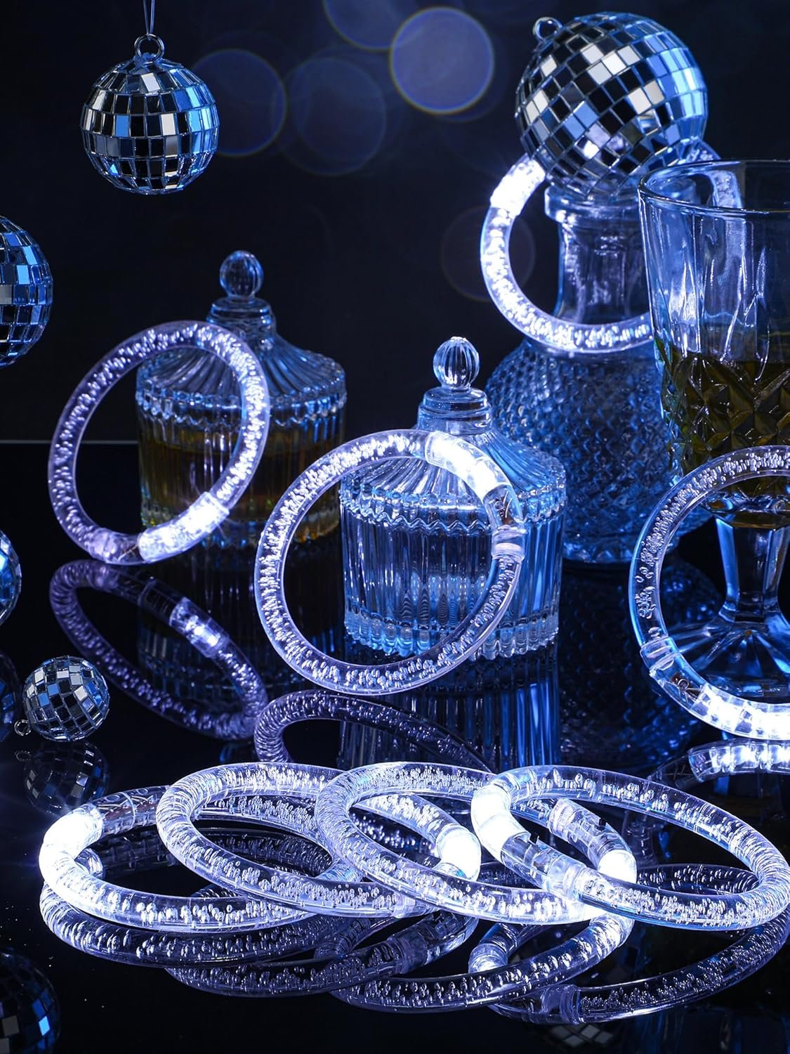 Rtteri 100 Pcs LED Light up Bracelets Bulk Glow Bracelets Party Favors Flashing LED Wristband Glow in the Dark Bracelets for Wedding Birthday Mardi Gras Christmas Carnival Party Supplies (White) - Image 4