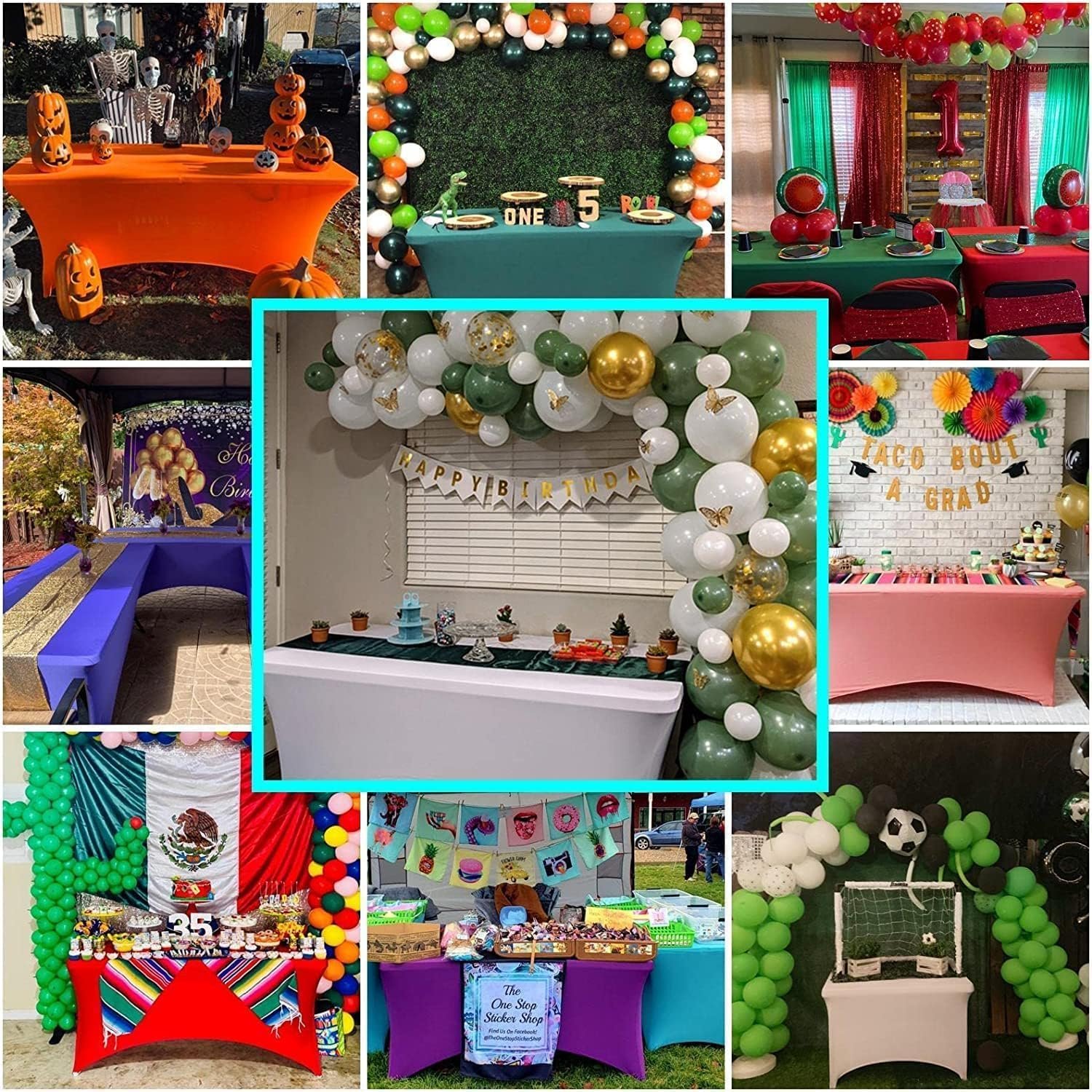 IVAPUPU 2 Pack 6FT Table Cloth for Rectangular Fitted Events Stretch White Table Covers Washable Table Cover Spandex Spring Tablecloth Table Protector for Party, Wedding, Cocktail, Banquet, Festival - Image 6