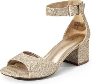 DREAM PAIRS Womens Chunkle Low Heel Pump Ankle Strap Dress Sandal