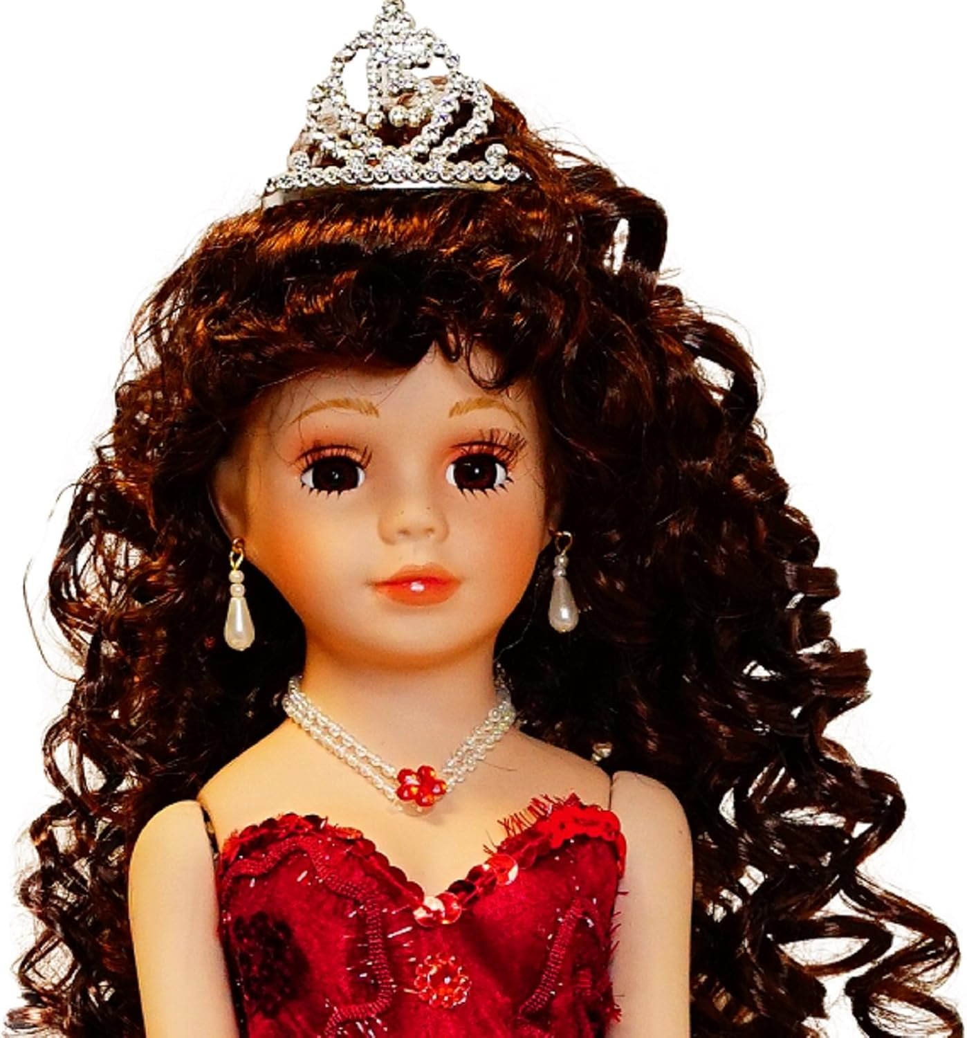 KINNEX COLLECTIONS SINCE 1997 18" Porcelain Quinceanera Umbrella Doll (Quince Anos)~ KK18725-7 ~ (Burgundy) - Image 5