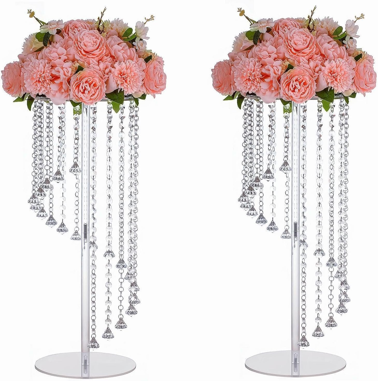 Wedding Centerpieces Decoration Flower Vase, Elegant Acrylic Crystal Stand -2 Pcs 23.6inch High Party Tables Decorations, Dining Table Chandelier Centerpiece Stands