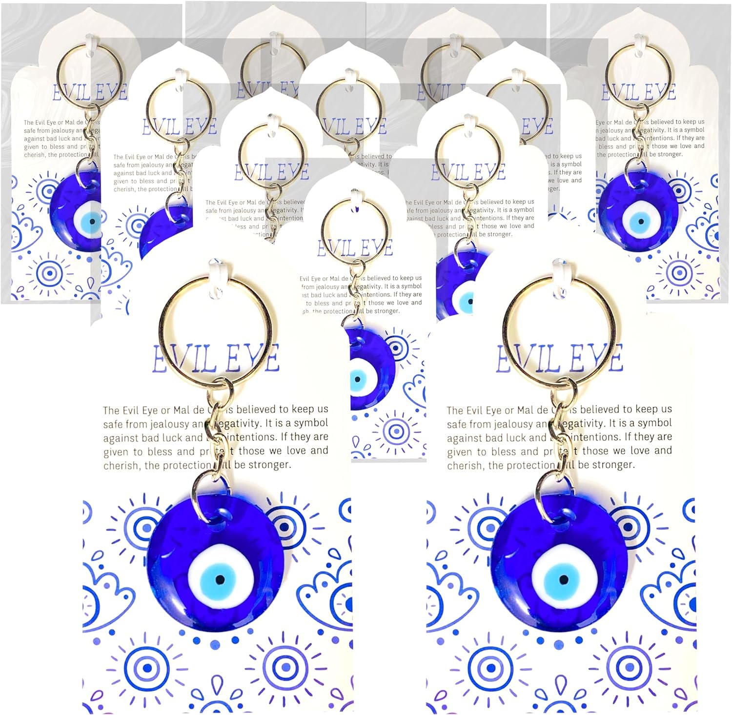 24 Sets Blue Evil Eyes Keychains Birthday Party Favors Turkish Good Luck Charms Gifts Bulk Navy Witch Gifts with Gift Tags Bags for Women Welcome Back to School Gifts Bulk for Students