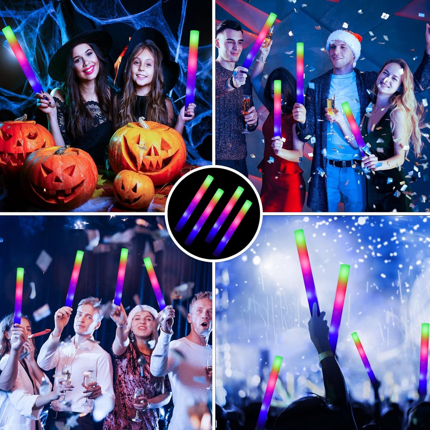 Glow Sticks Bulk, 52 Pcs LED Foam Sticks Light Up Batons Party Favors with 3 Modes Colorful Flashing, Glow in the Dark Party Supplies for Party Wedding Birthday Concert Halloween Christmas - Image 3