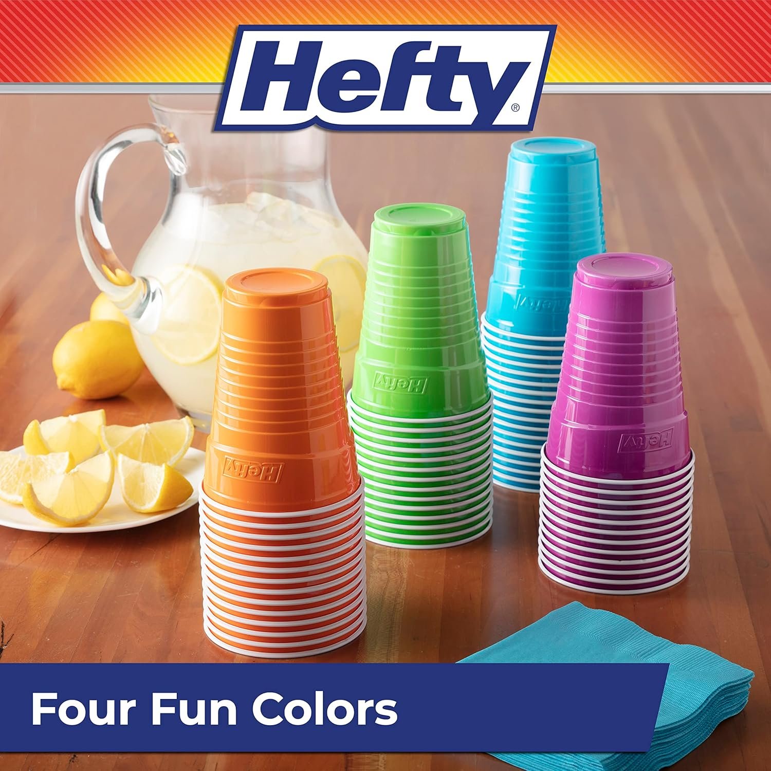 Hefty Party On Disposable Plastic Cups, Assorted, 16 Ounce, 100 Count - Image 6