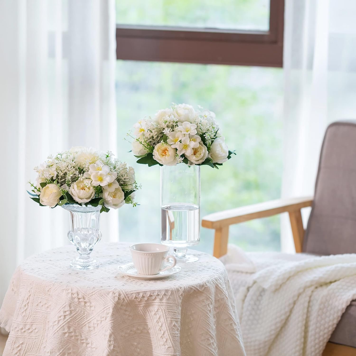 Wedding Flowers for Centerpieces Flower Ball - 10 Pcs Artificial Centerpieces Flower, Small Peony Balls for Centerpieces, Fake Flower Ball Arrangement Bouquet for Party, Anniversary, Home, White - Image 8