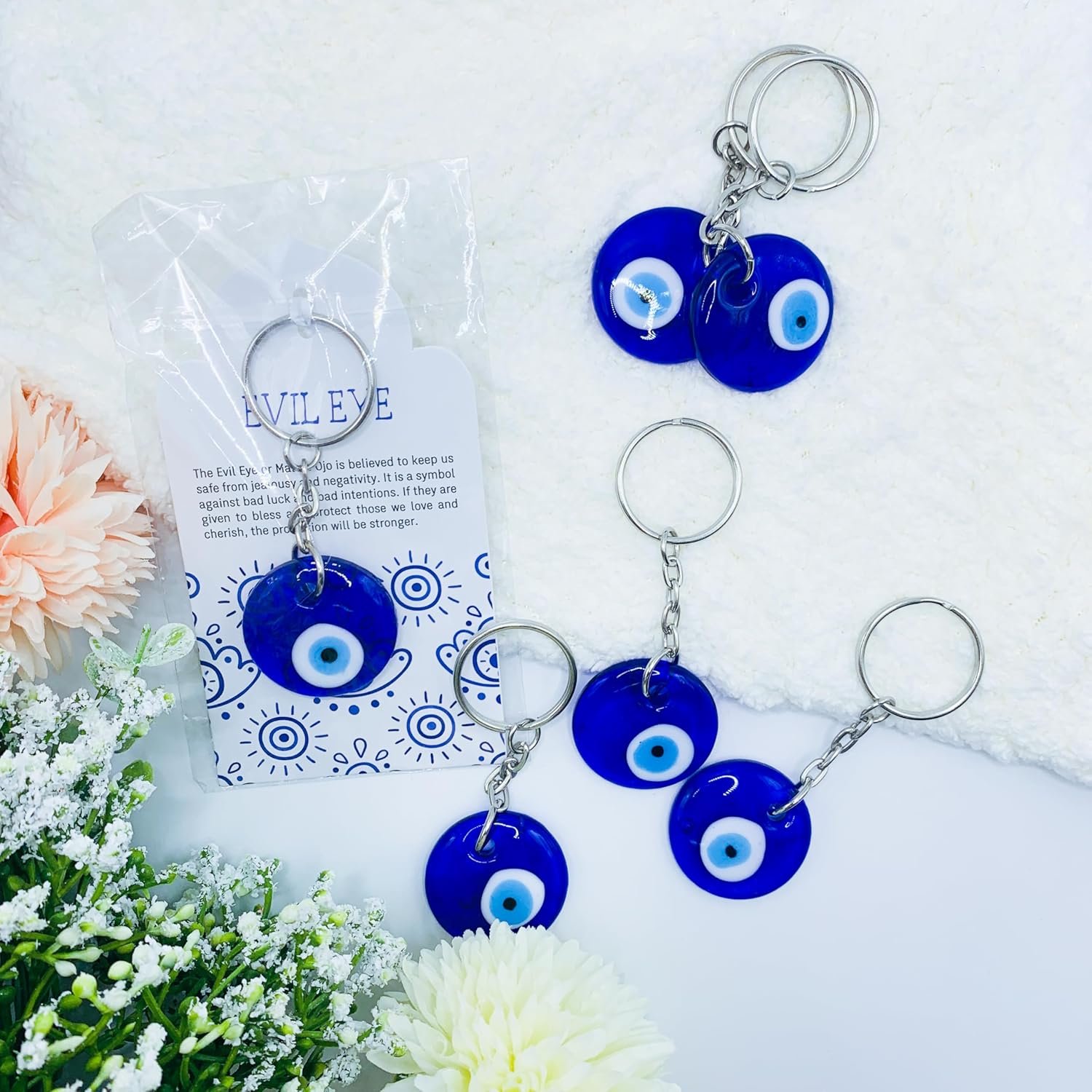 24 Sets Blue Evil Eyes Keychains Birthday Party Favors Turkish Good Luck Charms Gifts Bulk Navy Witch Gifts with Gift Tags Bags for Women Welcome Back to School Gifts Bulk for Students - Image 6