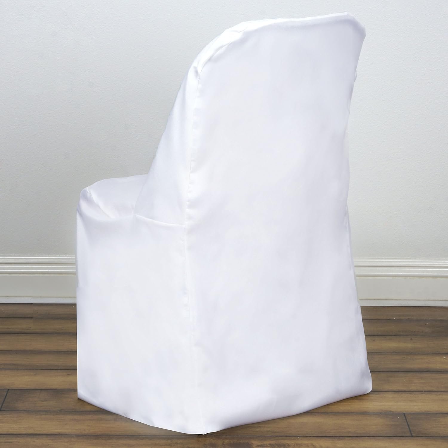 BalsaCircle 50 pcs White Polyester Folding Chair Covers Linens for Wedding Reception Party Supplies Decorations - Image 2