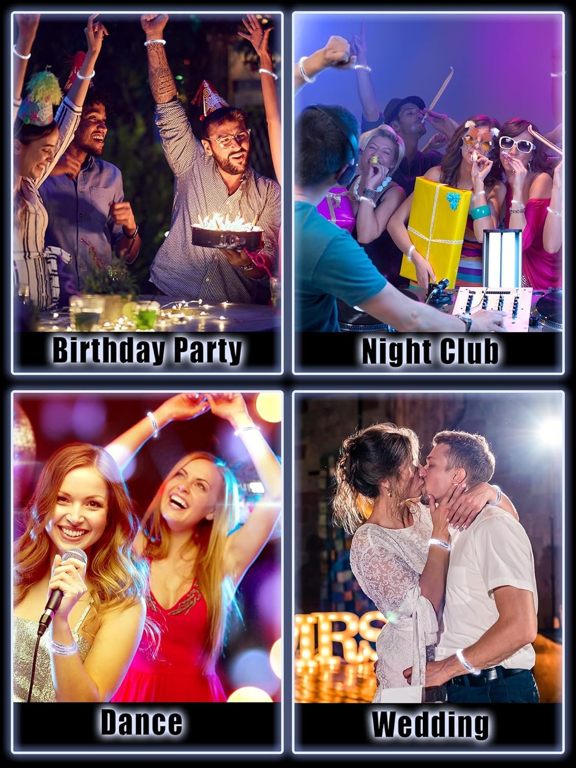 Rtteri 100 Pcs LED Light up Bracelets Bulk Glow Bracelets Party Favors Flashing LED Wristband Glow in the Dark Bracelets for Wedding Birthday Mardi Gras Christmas Carnival Party Supplies (White) - Image 6