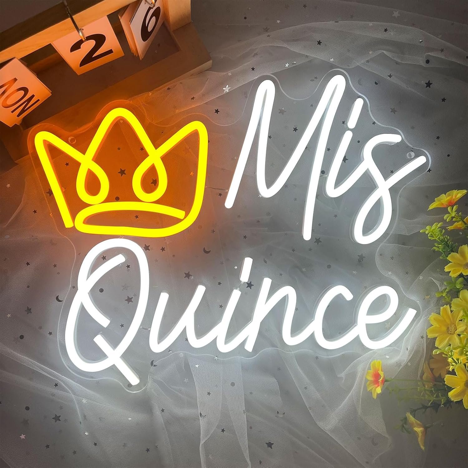 Mis Quince Neon Sign, LED Mis Quinceanera Neon Sign with Crown, Dimmable Mis Xv Neon Sign Light, Mis 15 Años Letrero Quinceanera Decorations for 15th Birthday Party Girl Kid Christmas Wall Decor - Image 7