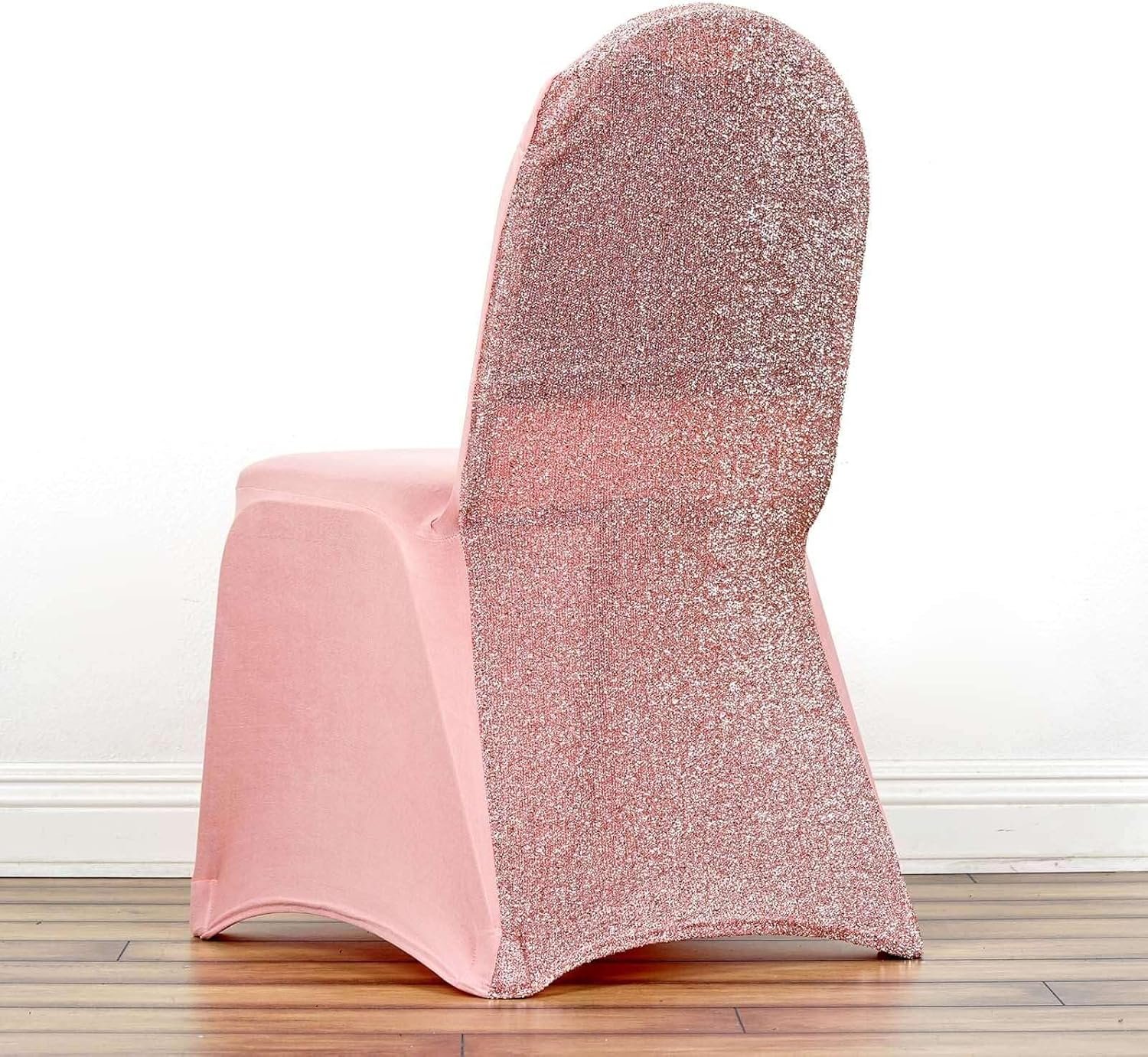Efavormart Rose Gold Spandex Stretch Banquet Chair Cover with Metallic Glitte Dinning Event Slipcover for Wedding Party Banquet - Image 6
