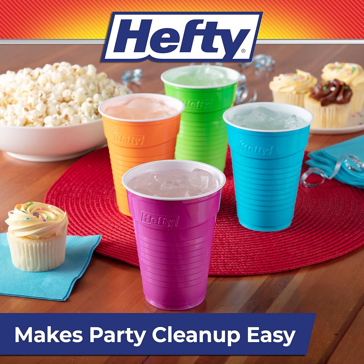 Hefty Party On Disposable Plastic Cups, Assorted, 16 Ounce, 100 Count - Image 7