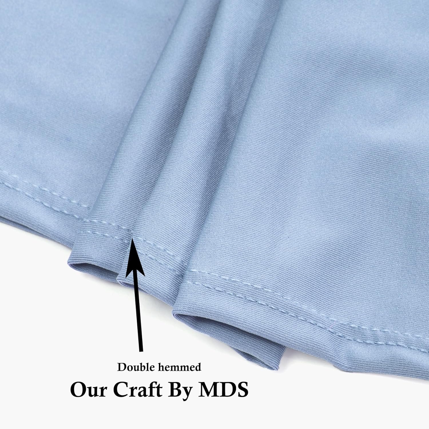 MDS Pack of 50 Spandex Chair Sashes Bow Premium Stretch Chair Cover Band with Buckle Slider Universal fits Elastic Dining Chair Ties for Wedding Party Banquet Events Decoration - Baby Blue - Image 4